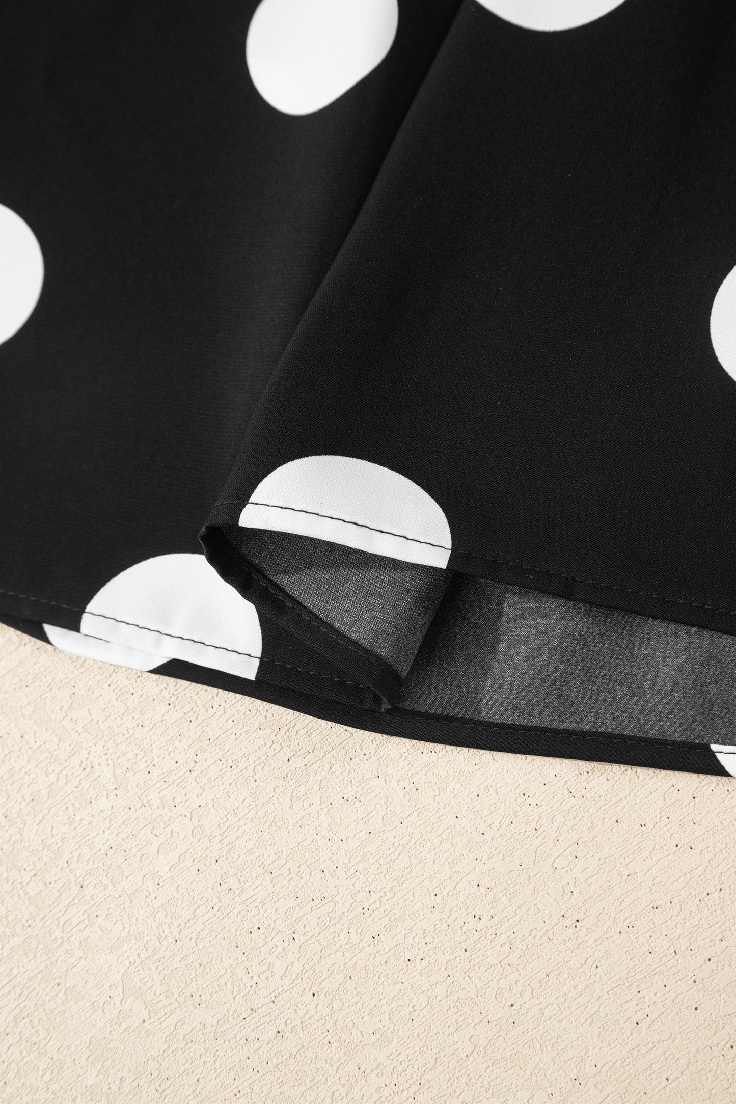 Black Polka Dot Print Pleated Round Neck Tank Casual Wide Leg Two-Piece Outfit