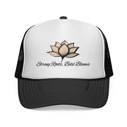 Lotus Trucker Cap — "Strong Roots, Bold Blooms" Mesh Hat