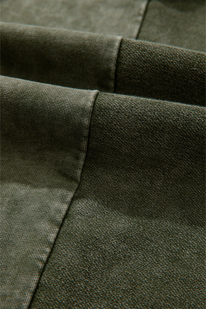 Black Mineral Wash Tiered Wide Leg Patchwork Drawstring Pants