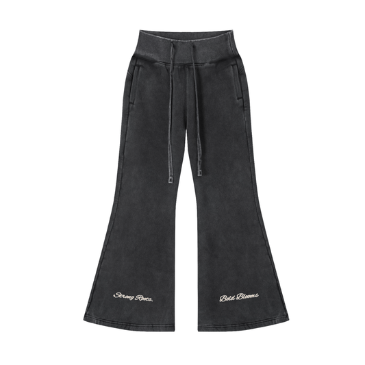 Vintage Washed Flared Fleece Pants - Strong Roots